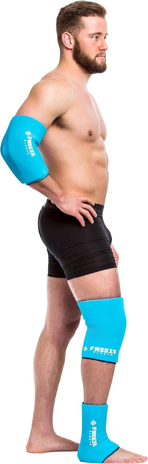 FreezeSleeve Ice & Heat Therapy Sleeve- Reusable, Flexible Gel Hot/Cold Pack, 360 Coverage for Knee, Elbow, Ankle, Wrist- Blue Camo, Large