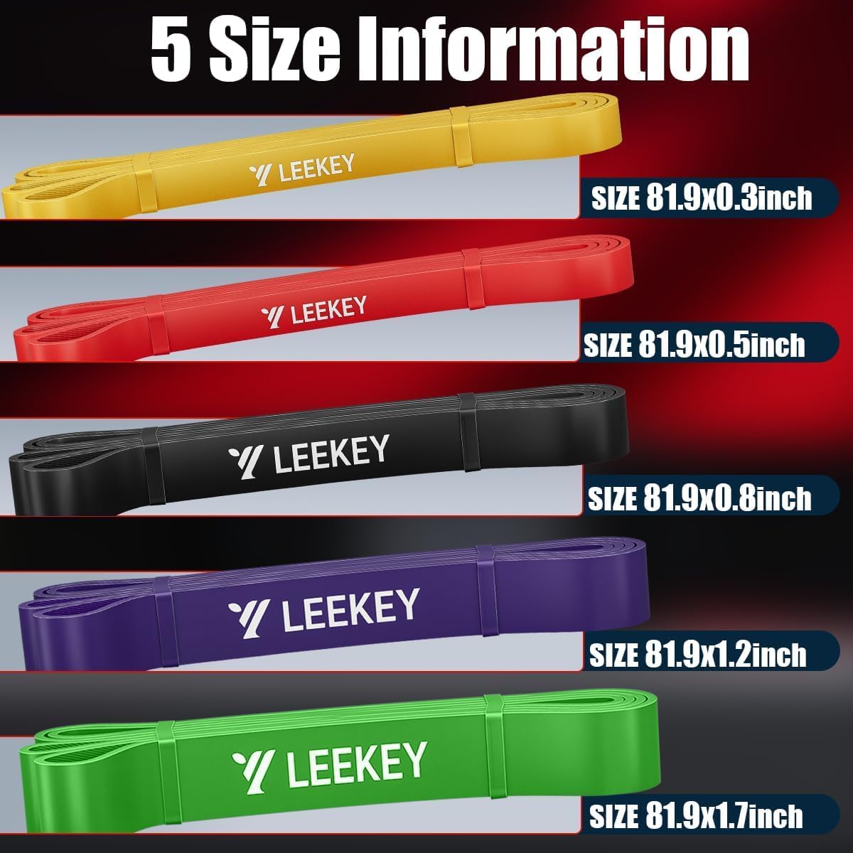 LEEKEY Pull Up Assistance Bands,5-125LB Resistance Bands with Grip、Door Anchor、Gym Bag - Exercise Bands for Full-Body Training, Fitness, Physical Therapy -USA Original Patent