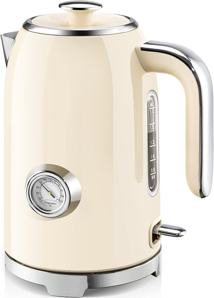 SUSTEAS 57oz Electric Kettle with Thermometer, Hot Water Pot, Retro Green