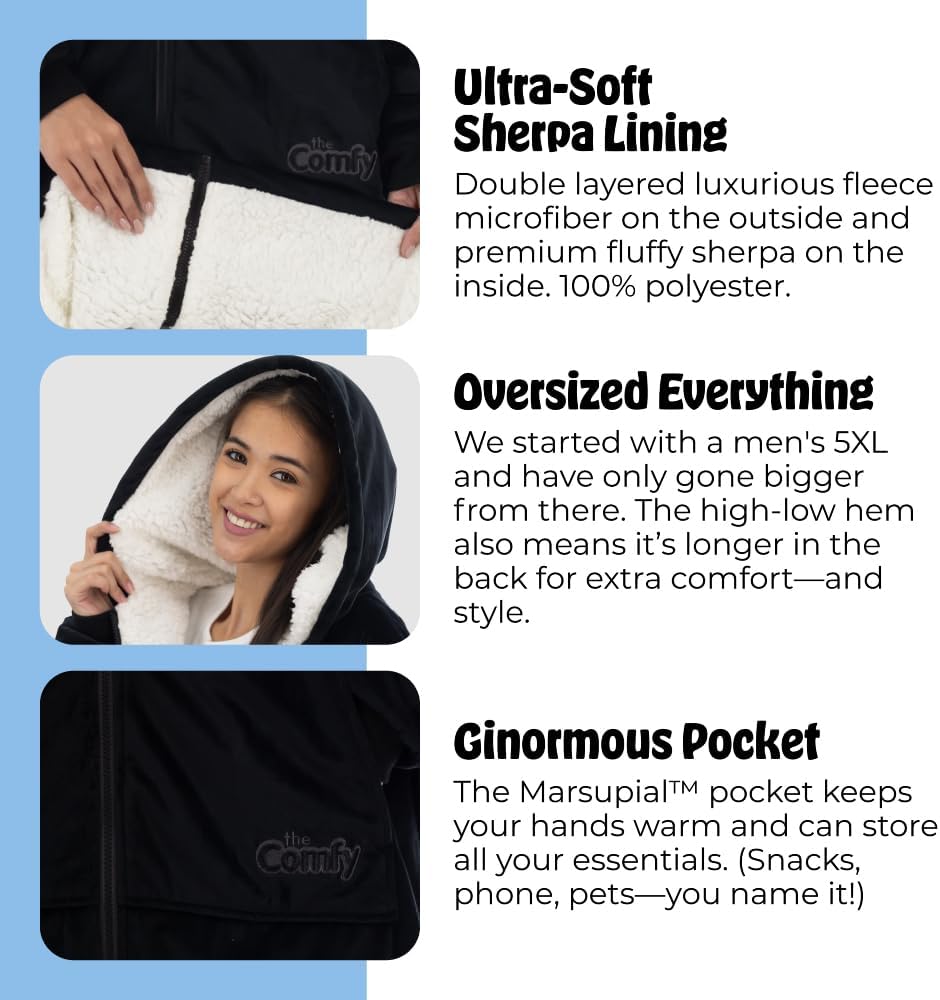 THE COMFY Original | From Shark Tank | Patented | Oversized Sherpa Wearable Blanket Hoodie| Gift for Women & Men | One Size