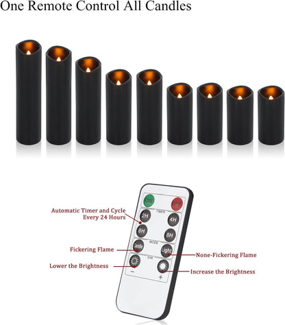 Vinkor Flameless Candles Battery Operated Candles Real Wax Pillar LED Candles with 10-Key Remote and Cycling 24 Hours Timer (Ivory 4" 5" 6" 7" 8" 9")