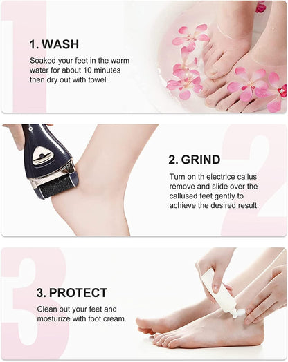 Electric Feet Callus Removers Rechargeable,Portable Electronic Foot File Pedicure Tools, Electric Callus Remover Kit,Professional Pedi Feet Care Perfect for Dead,Hard Cracked Dry Skin