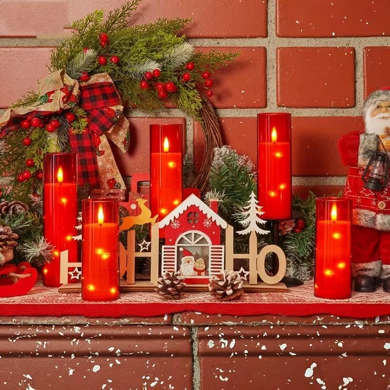 Waterproof Flameless Candles, 12 PC Battery Operated LED Pillar Candles with 2 Remote Controls & Timer, Flickering Indoor Outdoor Candles for Wedding, Patio, Easter, Bathroom, Home Decor, 4''5''6''