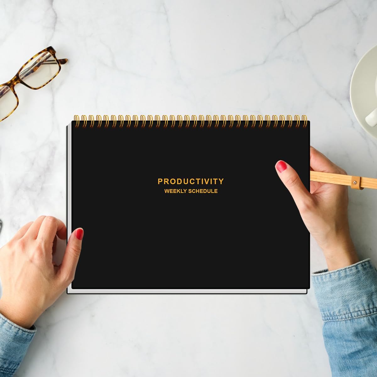 Weekly Productivity Planner - 8" x 11" Dashboard Desk Pad/Planner, Habit Tracker, Spiral Undated Weekly Planner for Office/School/Home, 54 Weeks, Grey