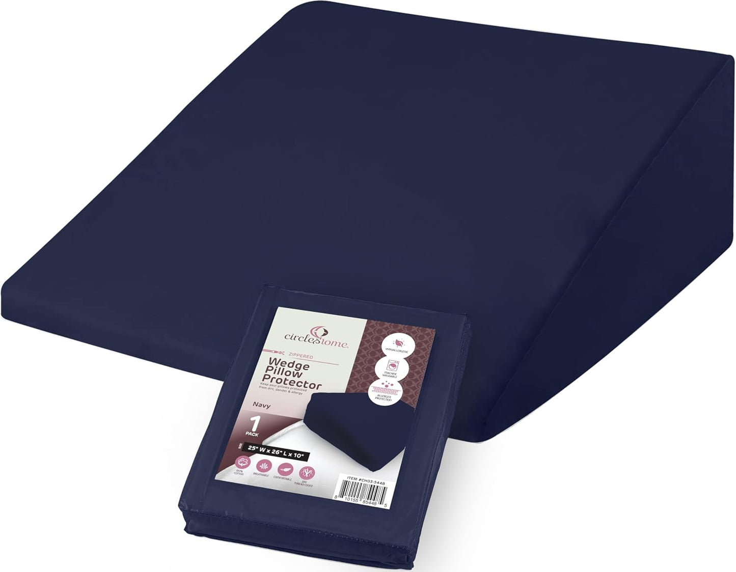 CirclesHome Pillow Protectors 4 Pack Standard Zippered - 100% Cotton Breathable Pillowcases - Protects Pillows from Dirt, Dust and Debri (Standard - Set of 4 - 20x26)