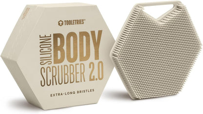 TOOLETRIES Premium Silicone Body Scrubber 2.0, Hygienic Loofah Alternative, Exfoliating Shower Scrubber for Sensitive Skin, Quick Drying & Long-Lasting Bathroom Essentials for Men & Women - Charcoal