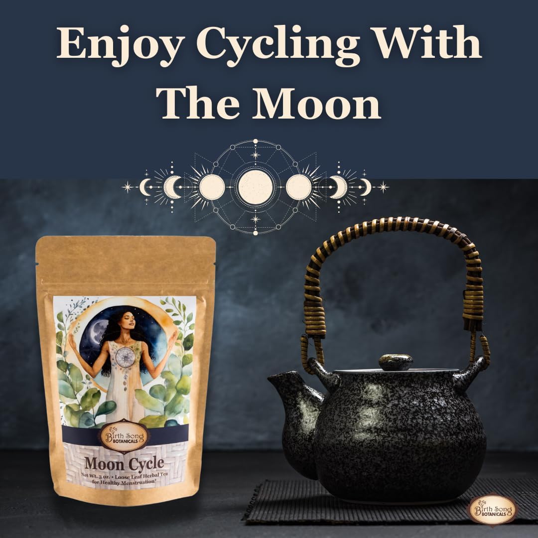 Birth Song Botanicals Organic Moon Cycle Menstrual Tea for Women, Herbal Period Cramp & PMS Relief, Hormone Balance, Bloat & Cycle Support Raspberry Leaf, Mugwort & Chamomile 30 Servings
