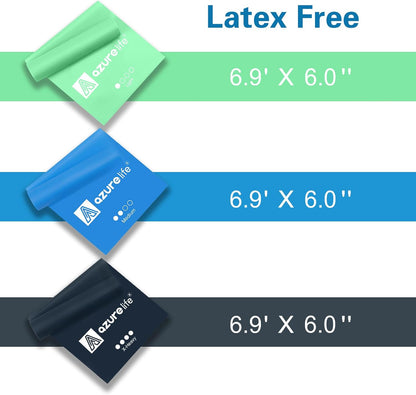 A AZURELIFE Resistance Bands,Professional Long Non-Latex Elastic Stretch Bands,Exercise Bands for Physical Therapy, Yoga, Pilates, Rehab, at-Home or The Gym Workouts, Strength Training