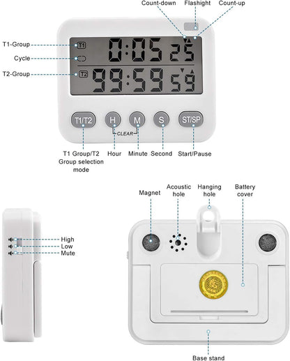 Pomodoro 25, 5 Minute Adjustable Productivity Timer White