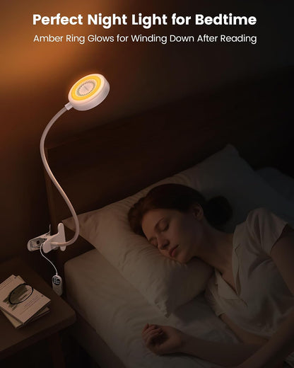 Glocusent 72 LED Clip on Reading Light with Remote, Amber Book Light