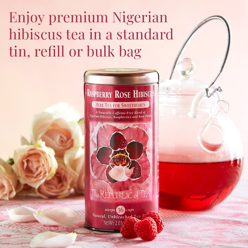 The Republic of Tea Raspberry Rose Hibiscus Herbal Tea, 36 Count
