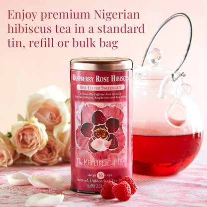 The Republic of Tea Raspberry Rose Hibiscus Herbal Tea, 36 Count
