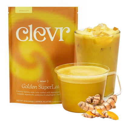 Clevr Pistachio Matcha SuperLatte, Organic Ceremonial Grade, Instant Superfood Powder Blend with Lions Mane, Reishi Mushroom, Coconut Cream, Ashwagandha, Serve Hot or Iced (14 Lattes)