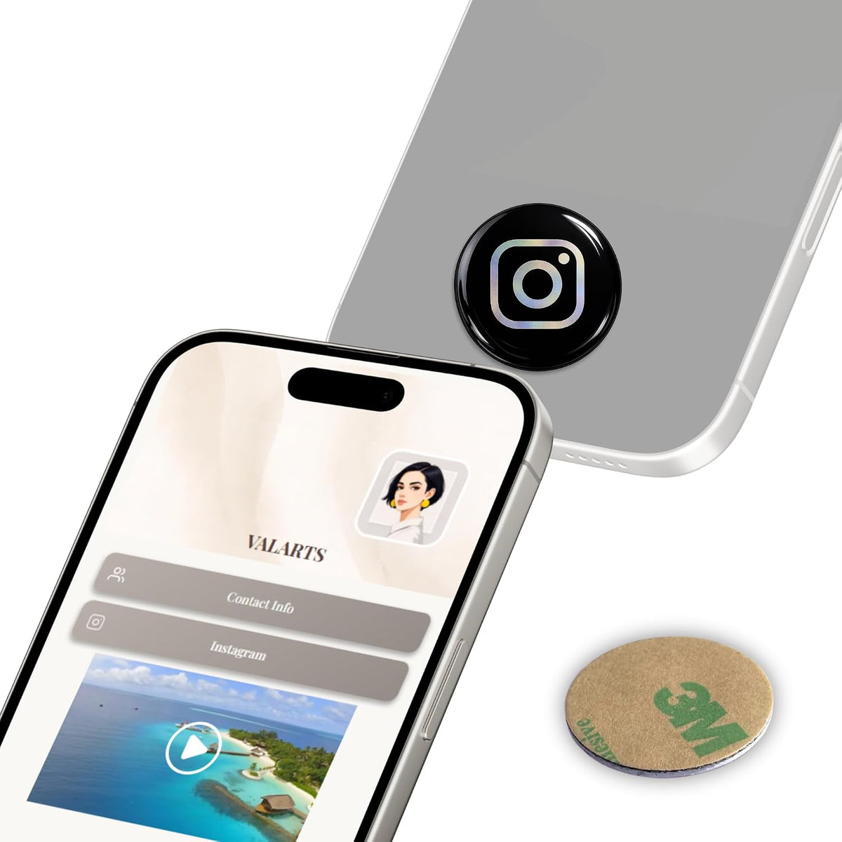 NFC VTAG.ID Label - Tap to Share Your Profile (Black & White)