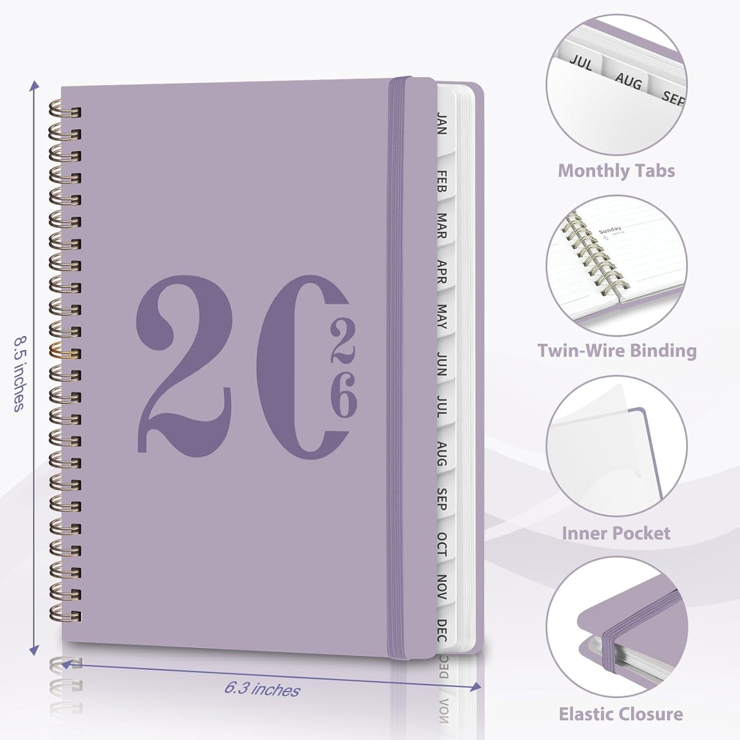 Planner 2026-2027, Weekly and Monthly Calendar Planner, JUL 2026 - JUN 2027 | Academic Year, Daily Agenda Book, A5(6.3'' x 8.5''), Sprial Bound, Inner Pocket, Office School Use