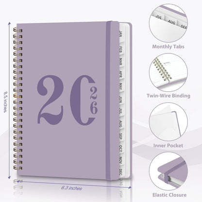 Planner 2026-2027, Weekly and Monthly Calendar Planner, JUL 2026 - JUN 2027 | Academic Year, Daily Agenda Book, A5(6.3'' x 8.5''), Sprial Bound, Inner Pocket, Office School Use