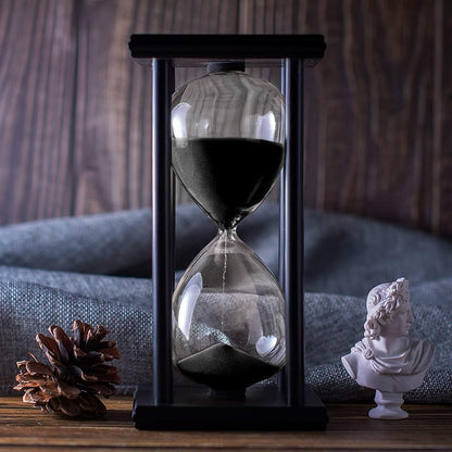 BELLAWARE Hourglass Timer with Red Sand, 60 Minute Wooden Sand Timer | Creative Handcraft Decoration