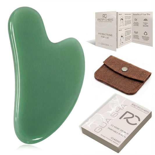 Rena Chris Gua Sha Facial Tools, Stainless Steel Guasha Tool for Acupuncture, Manual Massage Tool for Jawline Sculpting and Puffiness Reducing, Gua Sha Facial Massage Tool, Skin-Care Gift (Silver)