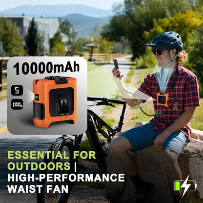 AINFTIME 2025 Portable Waist Clip Body Fan 10000mAh Personal Wearable 8-40H Powerful Outdoor (10000mAH / Green)