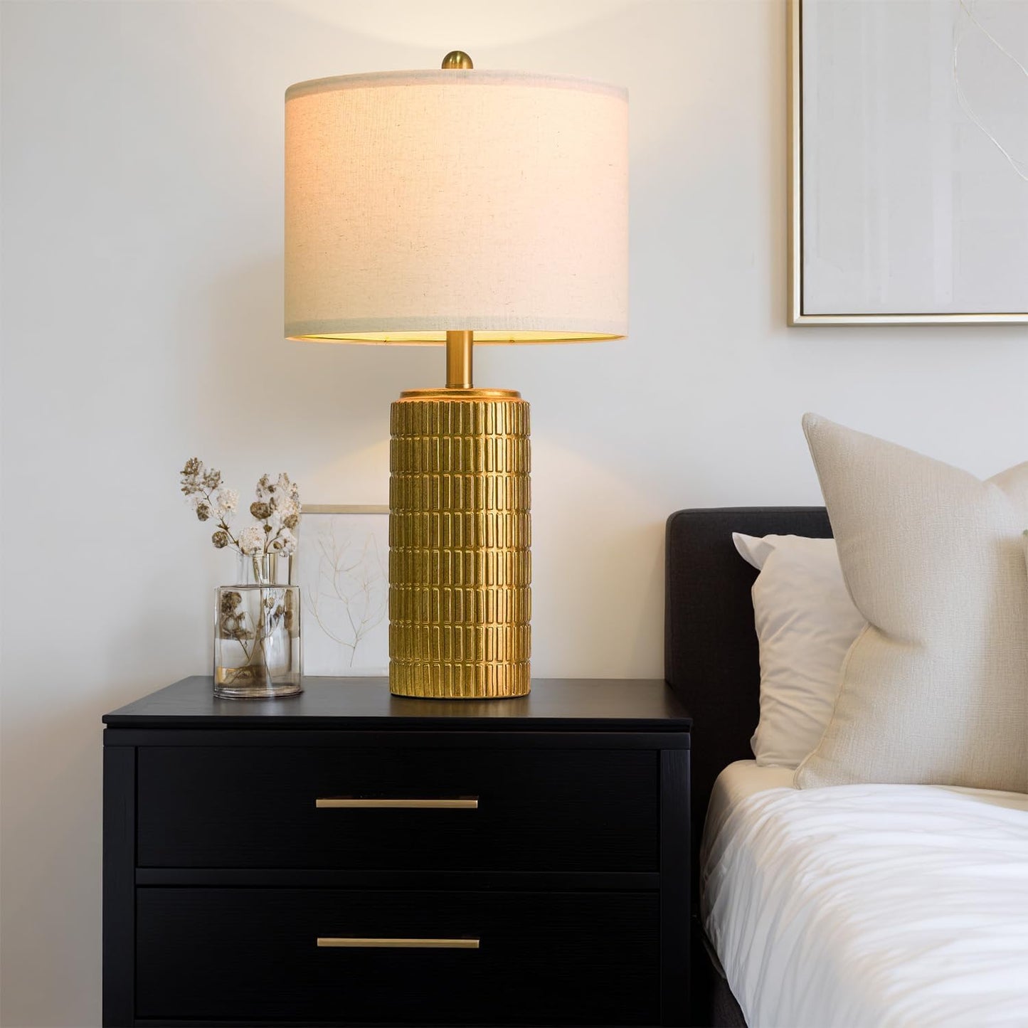 PoKat 23" Modern Ceramic Table Lamp Set of 2 for Living Room White Desk Lamps for Bedroom Farmhouse Bedside Nightstand Lamp House Warming Gifts New Home Decor End Table Lamps Gifts for Women Mom Beige