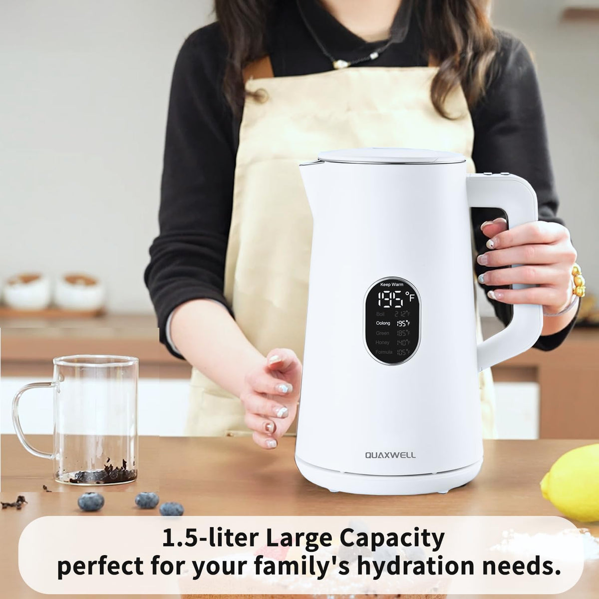 1.5L Electric Kettle Temperature Control, Green