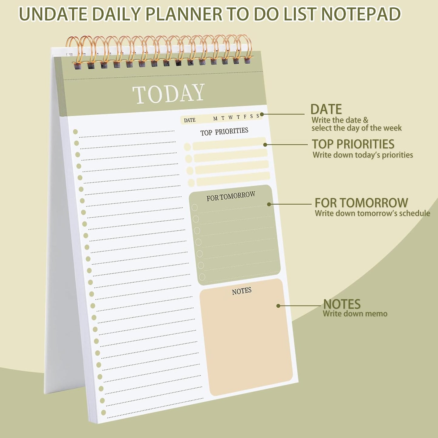 2 Packs To Do List Notepad, 104 Pages To Do List Notebook A5 Undated Daily Planner Notepad with Task Checklist Home Office School Supplies