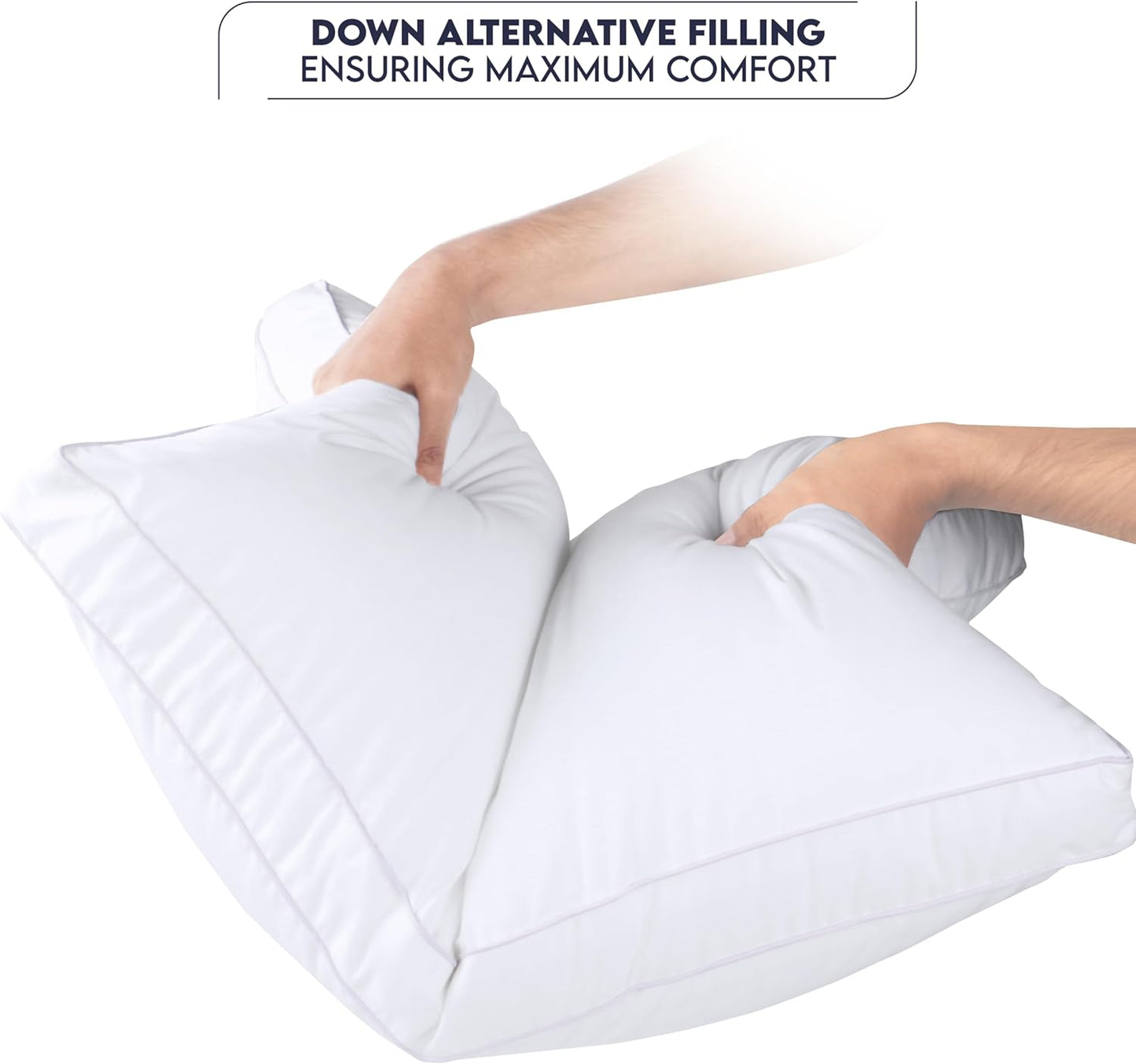 Utopia Bedding Down Alternative Bed Pillows for Sleeping Queen Size (White), Set of 2, Soft & Fluffy Pillow with Cooling, Hotel Quality, Gusseted Pillow for Back, Stomach or Side Sleepers