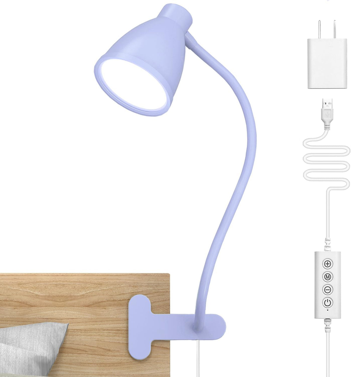 BOHON Desk Lamp with Clamp, Clip on Light, 5 Color 10 Brightness, Teal