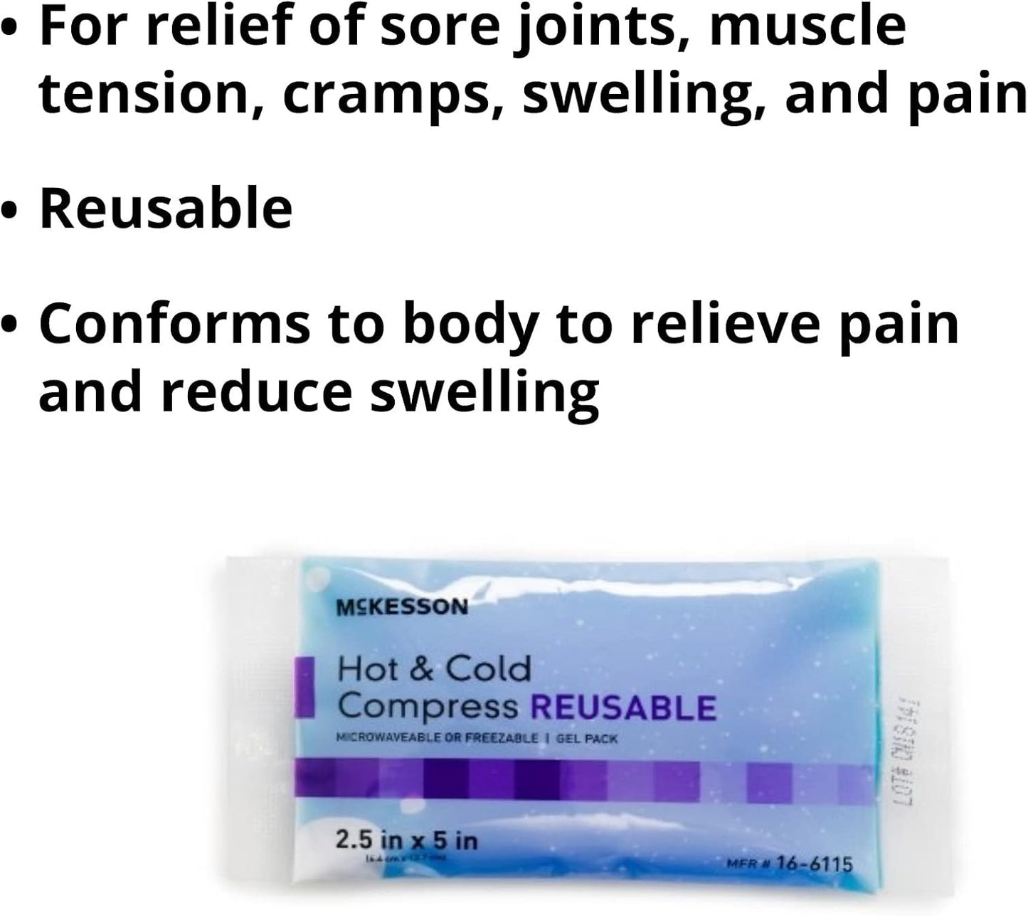 McKesson Cold and Hot Compress Reusable [24 Pack] Gel Ice Hot Packs for Injuries, 6.75 in x 10.5 in
