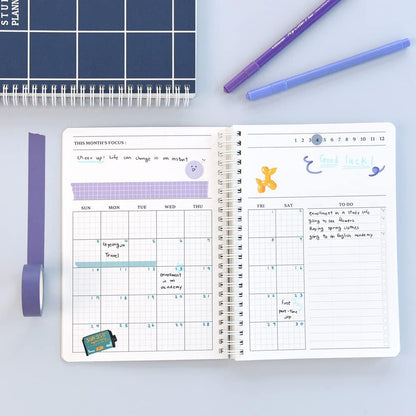 Monolike Basic B5 Monthly + Weekly Planner pad, A SET - Academic Planner, Weekly & Monthly Planner, To-do list, Note pad, Scheduler