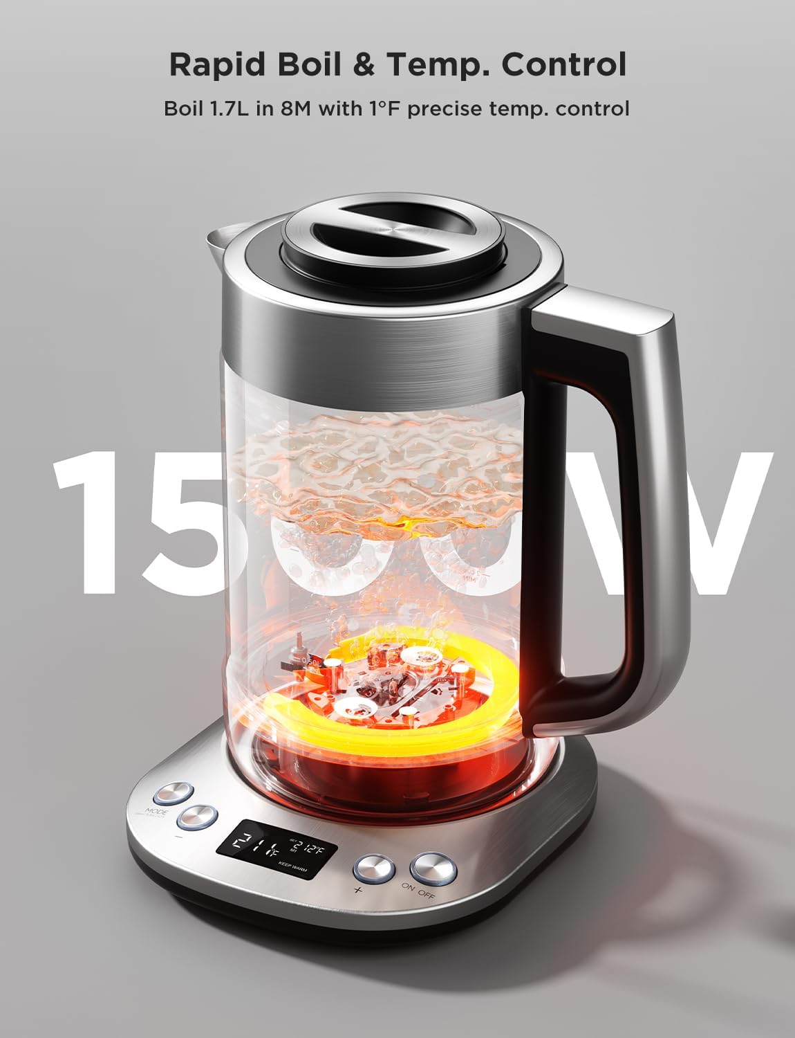 GoveeLife Smart Electric Kettle, Tea Infuser for Loose Leaf, 1.7L Silver