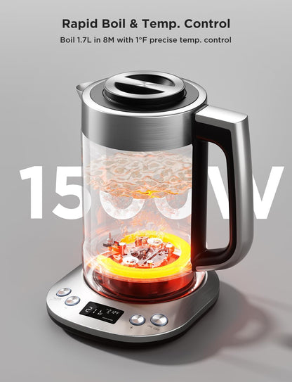 GoveeLife Smart Electric Kettle, Tea Infuser for Loose Leaf, 1.7L Silver