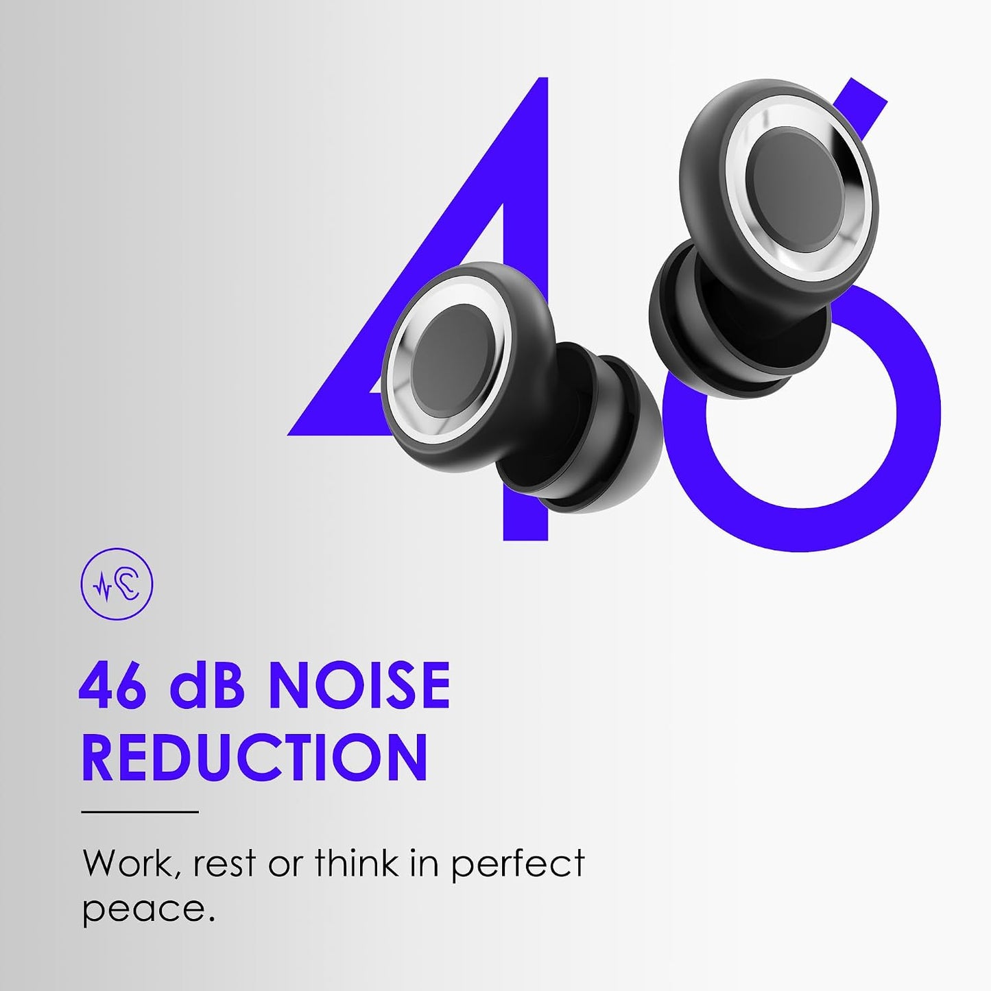 Ear Plugs for Sleep - Total Silence! Single+Double Tips Design | 46dB Noise Reduction & Advanced Seal Tech | 8 Pairs (XS-L) + Case | Trusted by Millions