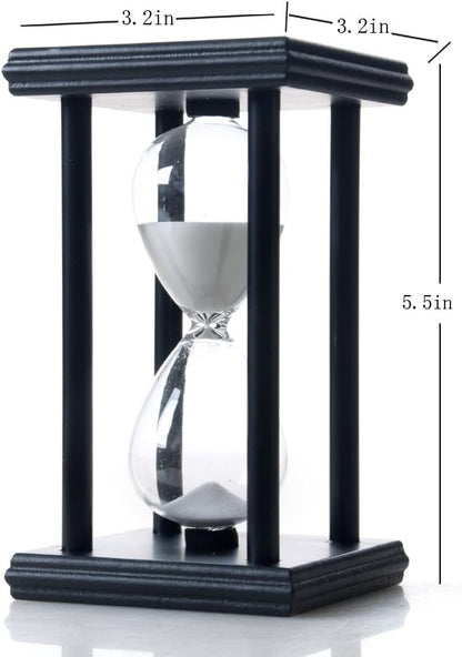60 Minutes Hourglass, Wood Sand Timer, White | 4 x 4 x 8 inch Sand Clock