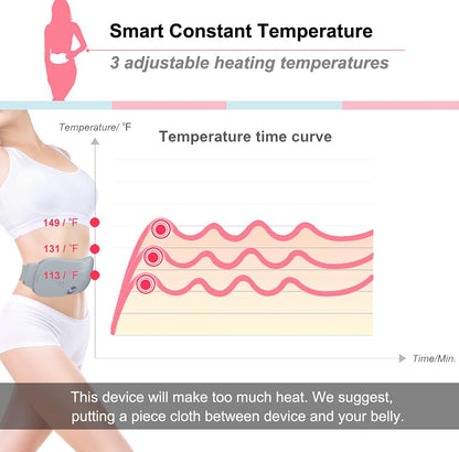Portable Cordless Heating Pad, Electric Waist Belt Device, Fast Heating Pad with 3 Heat Levels and 3 Massage Modes, Back or Belly Heating Pad, Gift for Her, Women and Girl