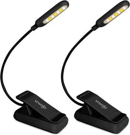 VAVOFO Clip On Book Light for Bed Kids, 7 LED Reading Light with 9-Level Warm Cool White Daylight, Eye Care Lamp with Power Indicator for Bookworms (Blue)