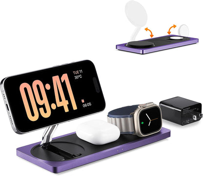 PETINO 3 in 1 Wireless Charging Station for Apple Devices with MagSafe