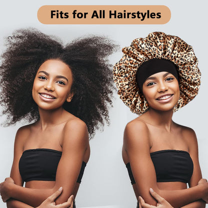 3PCS Extra Large Satin Bonnets for Sleeping, Hair Bonnets for Black Women Braids Curly Hair, C