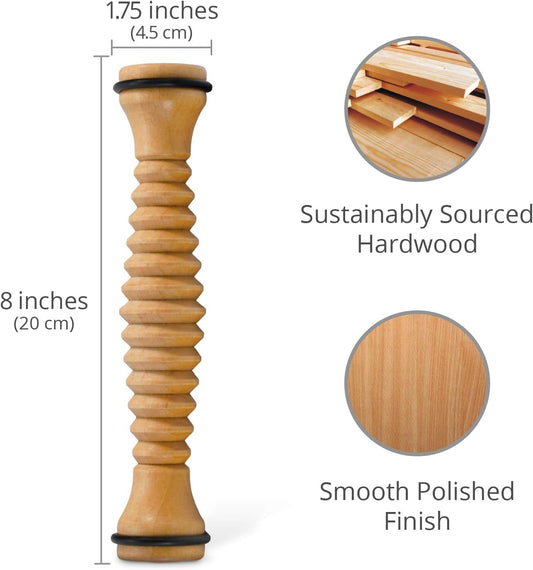 Body Back Wooden Foot Roller - Wood Therapy Massage Tool For Plain Relief