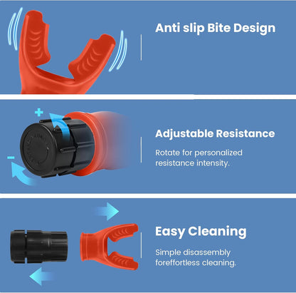 Inhale Intake Breathing Trainer | Lung Trainer for Respiratory Strength – Adjustable Resistance Breathing Trainer with High-Grade Silicone Raven Black+Tomato