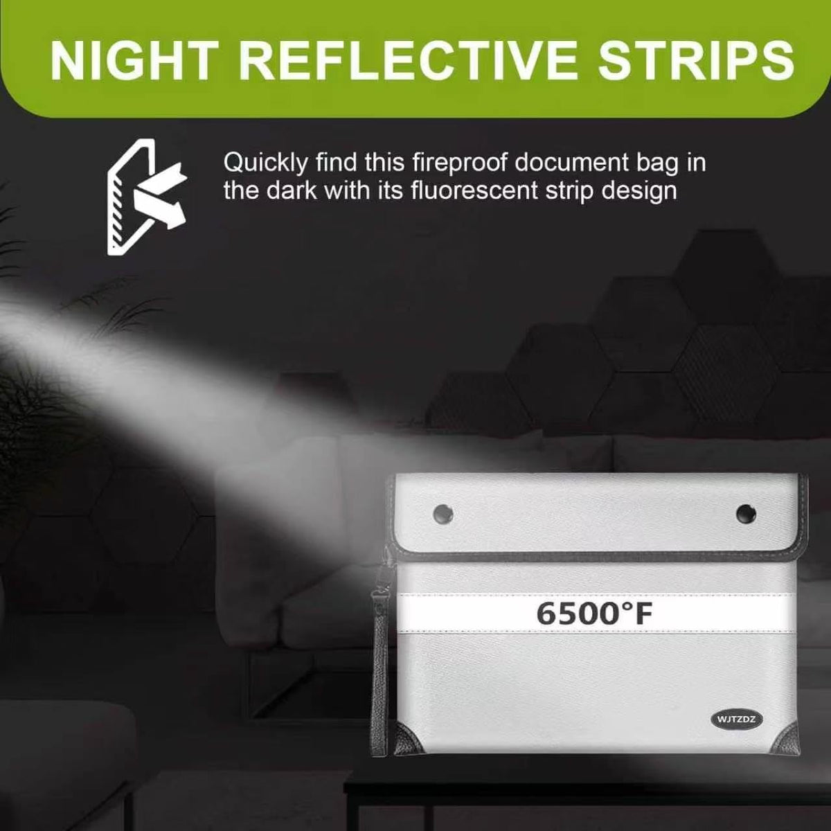 Upgraded 6500° Fireproof Money Bag for Cash,11.2"×7.7"& 8"×5"Small Fire Proof Money Bag for Cash with Reflective Strips,Portable Fire Safe Bag for Passports,Cash,Power Bank,Valuables
