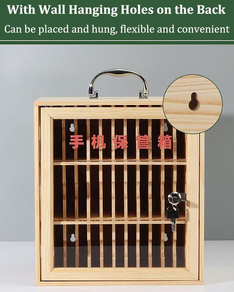 Cell Phone Charging Stations Phone Storage Cabinet 12/24/36/48/60 Slots Mobile Phone Storage Locker, Wooden Mobile Phone Storage Cabinet, Wall-Mounted Mobile Phone Storage Box With Charging ( 12grids)