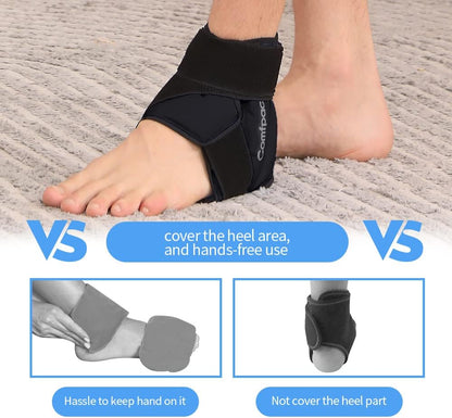 Comfpack Ankle Ice Pack Wrap for Swelling, FSA Eligible, Heel Ice Pack for Pain Relief, Hot Cold Therapy Cold Pack for Plantar Fasciitis, Achilles Tendonitis, Ankle Sprain, Foot Pain, Black
