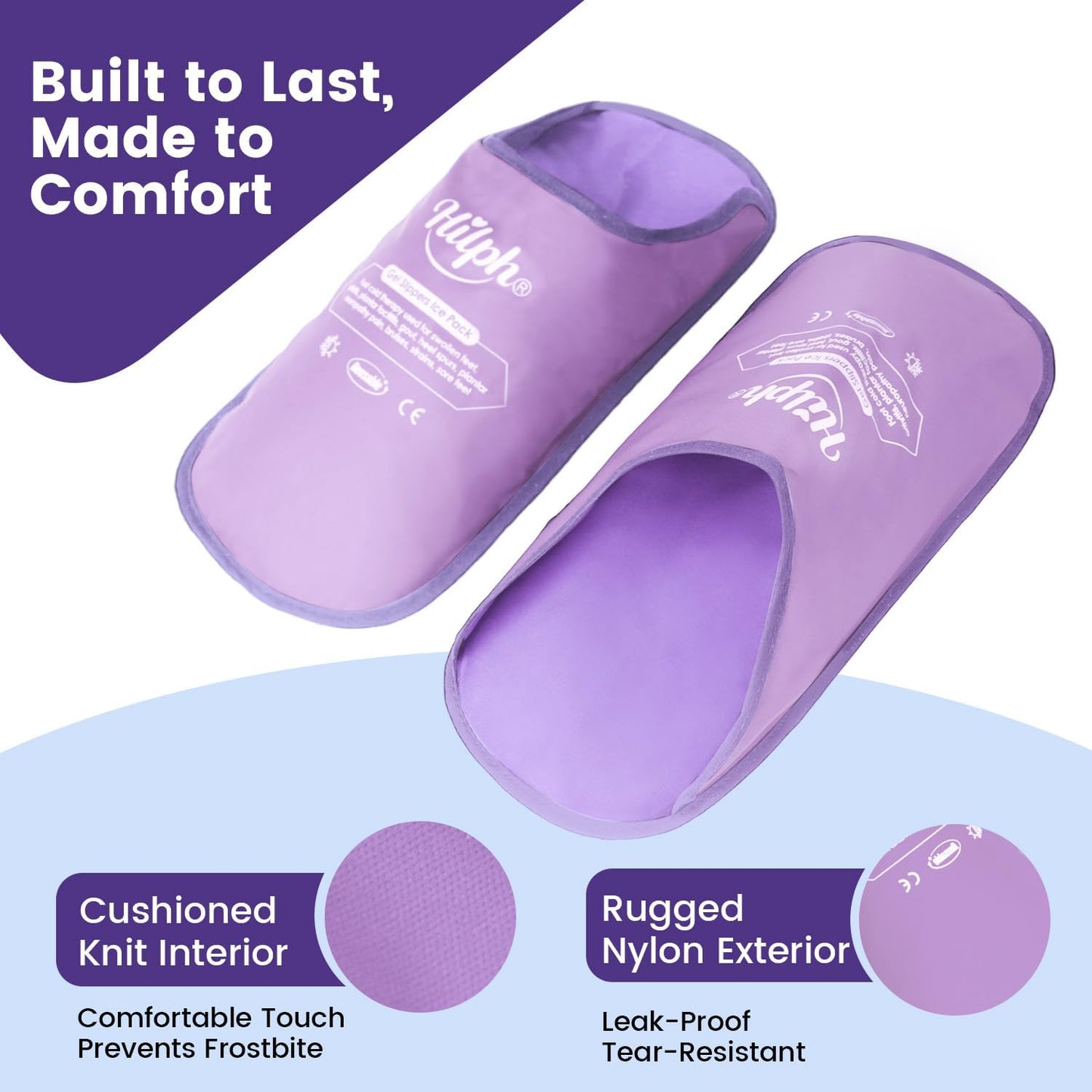 Hilph Foot Ice Pack Slippers,1 Pair Ice Pack for Foot and Toes for Plantar Fasciitis, Gout, Bunions & Neuropathy Relief, HSA or FSA Eligible Hot Cold Therapy Gel Slippers for Surgery Recovery, Blue