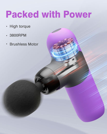 Morelax Mini Massage Gun Portable Deep Tissue Muscle Percussion Massager, Electric Handheld Sport Massager with 6 Massage Heads 4 Speed, Best Gift (Blue)