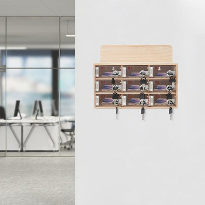 20-Slot Cell Phone Locker Box, Wood/Acrylic, Wall/Desk with Locks and Keys