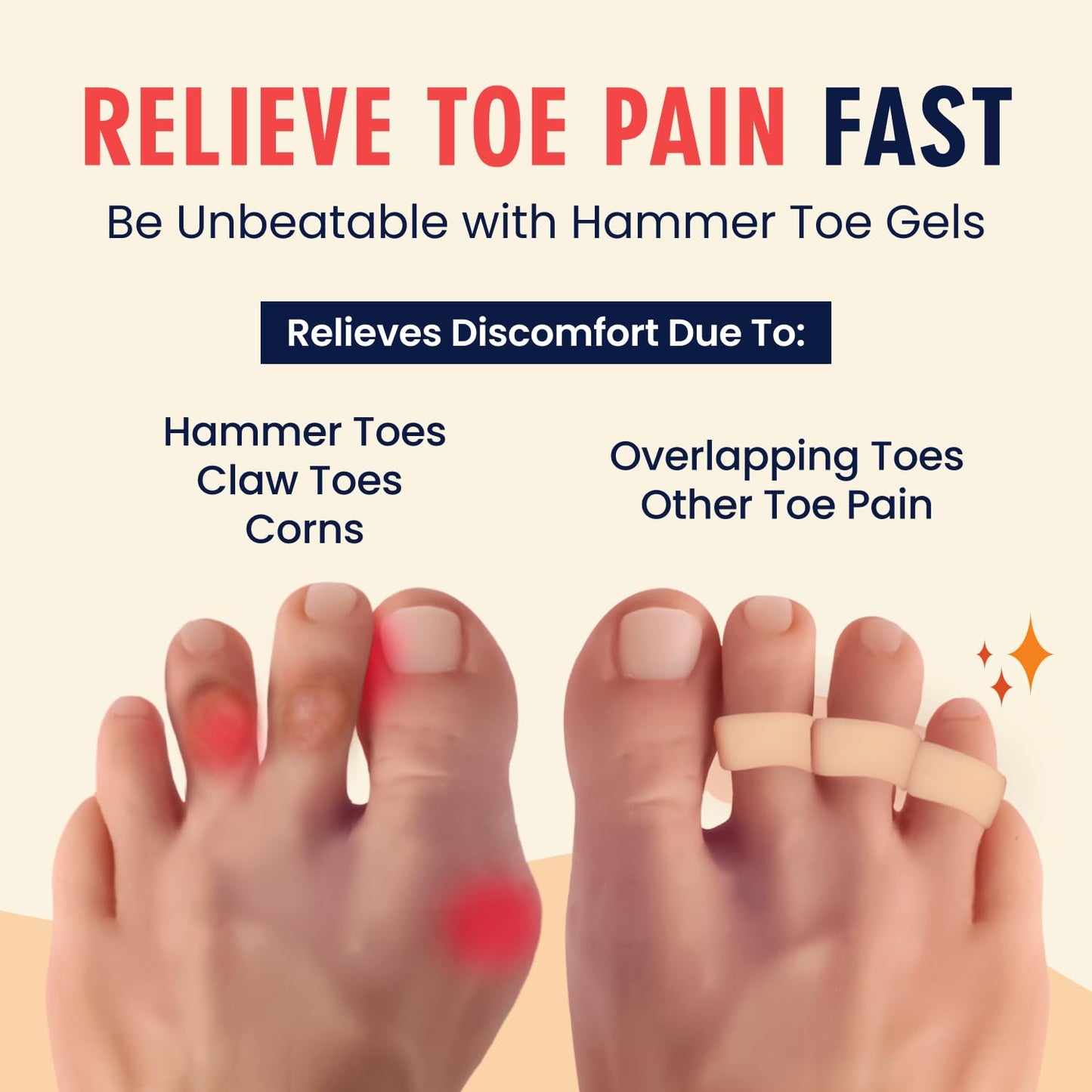 Dr. Frederick's Original Hammer Toe Corrector Gels - 2 Pairs - All-Day Relief for Crooked & Overlapping Toes - Soft Cushioning - Symptomatic Support for Toe Alignment - White - 3 Loop Design