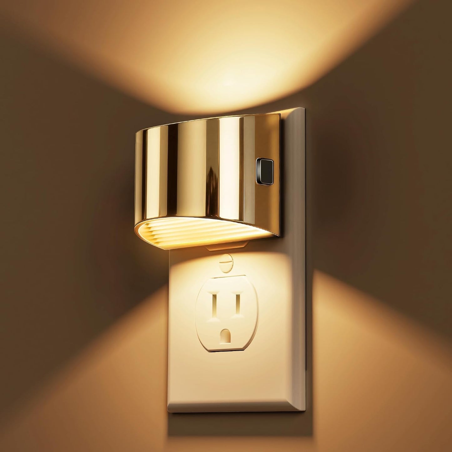 L LOHAS LED Night Light, Night Lights Plug into Wall with Dusk to Dawn Sensor, 3 Brightness Level, 2 Pack, 1600K Amber, White Housing