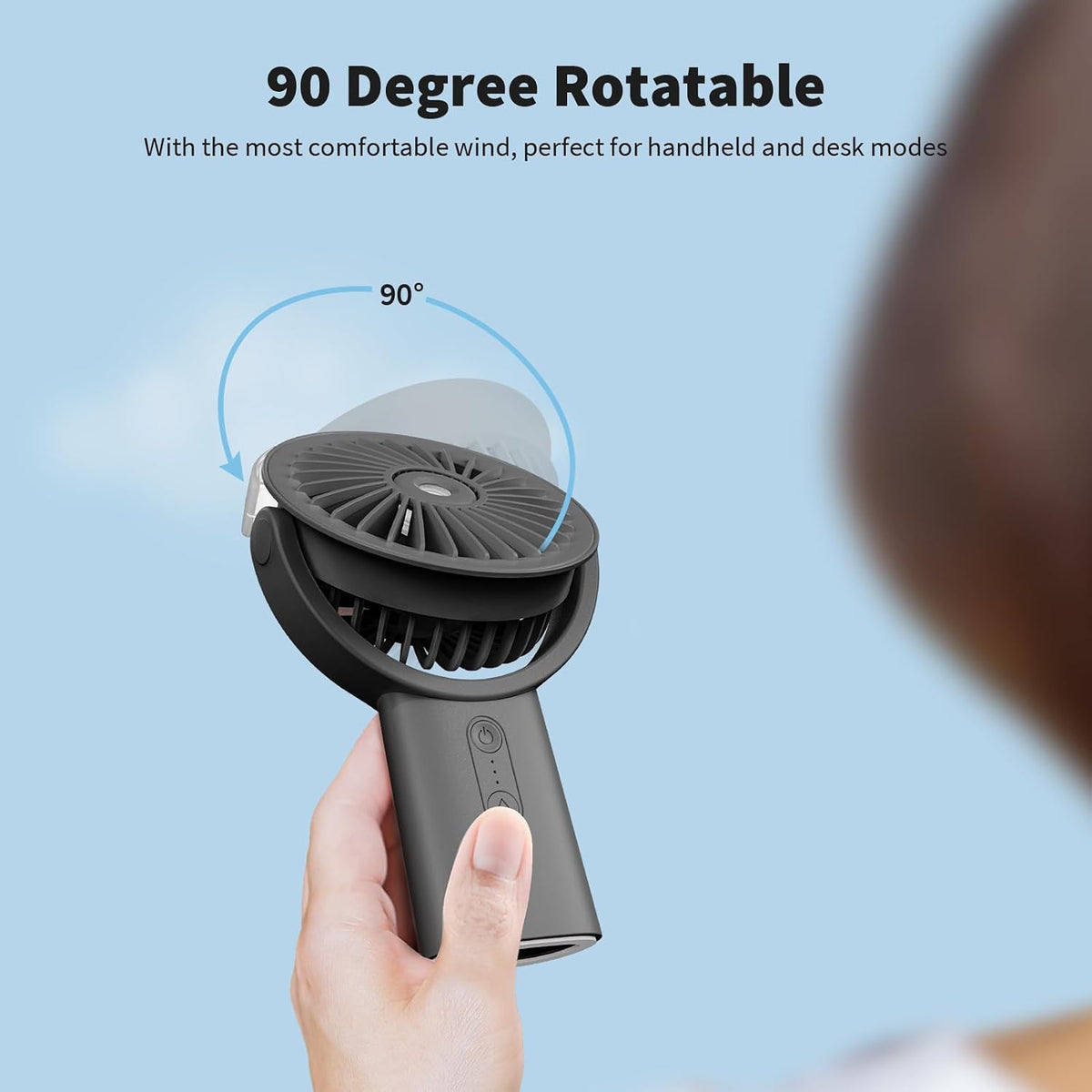 Otlonpe Handheld Misting Fan Portable, Small Personal Hand Held Rechargeable Mist Fan Water Spray, 4000mAh Battery Operated Hand Mister Fans 3-Speed, 4-15 Hrs Runtime for Travel Home Office Outdoor