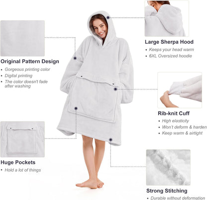 Narecte Cozy Oversized Blanket Hoodie Wearable Blanket Adults Soft Hooded Blanket Hoodie Birthday Gifts for Women Christmas - Colors B